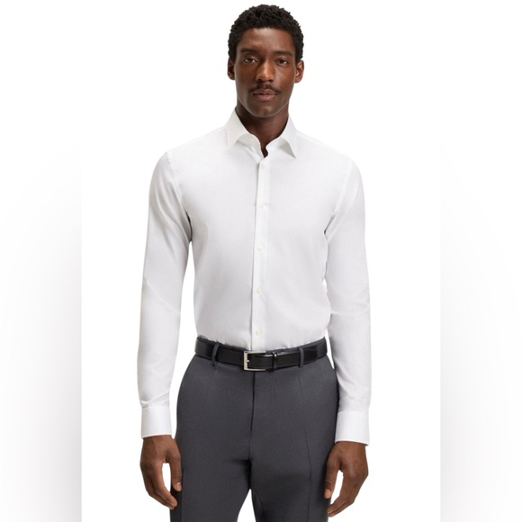 HUGO BOSS SLIM FIT EASY-IRON POPLIN LONG SLEEVE - Picture 1 of 5